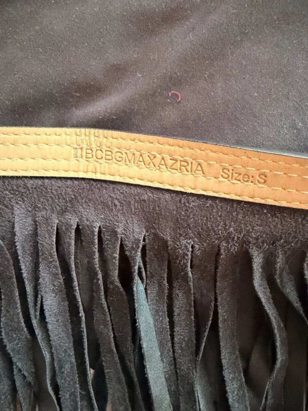 BCBGMAXAZRIA Black Fringe Statement Belt Size S
